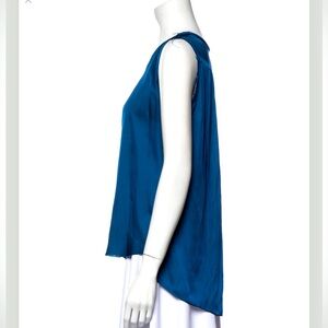Raquel Allegra blue sleeveless asymmetric hem top
